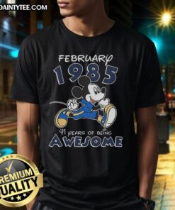 Alt Text: Awesome Mickey Mouse February 1985 t-shirt celebrating 41 years of being awesome, featuring a vintage design.