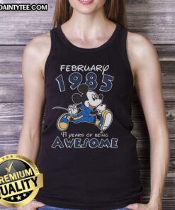 Awesome Mickey Mouse February 1985 tank top celebrating 41 years of being awesome, featuring vibrant graphic design.