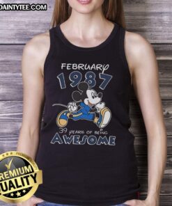 Awesome Mickey Mouse February 1987 tank top celebrating 39 years of being awesome with vibrant design and nostalgic charm.