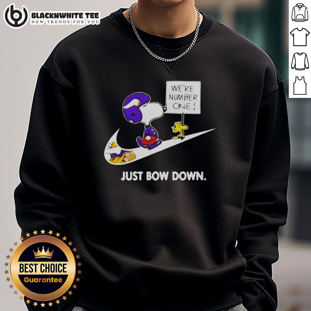 Awesome Minnesota Vikings Are Number One Just Bow Down Snoopy Sweatshirt Awesome Minnesota Vikings Are Number One Just Bow Down Snoopy Sweatshirt featuring a vibrant design and team colors.