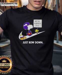 Awesome Minnesota Vikings Number One Snoopy T-Shirt design featuring Snoopy in Vikings gear, perfect for fans.