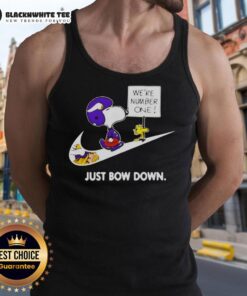 Awesome Minnesota Vikings Are Number One Just Bow Down Snoopy Tank Top featuring a vibrant design and team spirit.