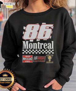 Awesome Montreal 86 High Performance Parts sweatshirt showcasing a stylish design for car enthusiasts and performance lovers.