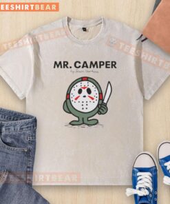 Awesome Mr. Camper by Jason Voorhees washed t-shirt featuring a vintage design and comfortable fit for horror fans.