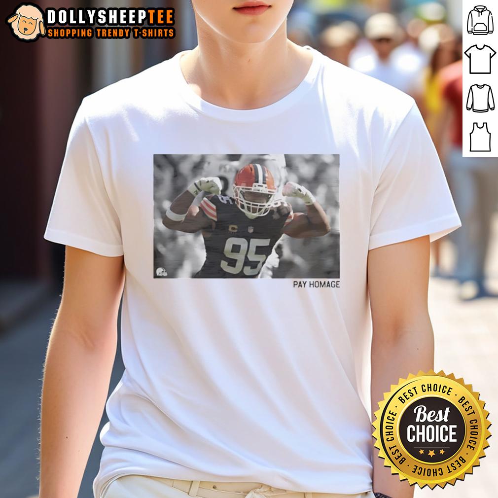 Awesome Myles Garrett Pay Homage T Shirt Awesome Myles Garrett Pay Homage T-Shirt featuring bold graphics and a stylish design for football fans.
