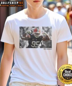 Awesome Myles Garrett Pay Homage T-Shirt featuring bold graphics and a stylish design for football fans.