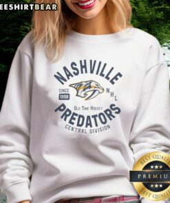 Awesome Nashville Predators old-time hockey NHL sweatshirt, celebrating the team's history since 1998 in Central Division.