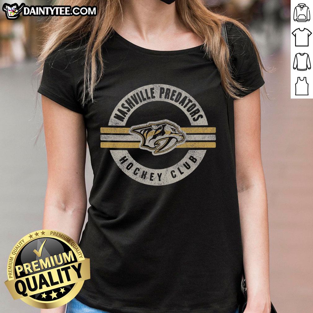 awesome-nashville-predators-surround-ladies-tee Awesome Nashville Predators Surround Ladies Tee featuring team colors and logo, perfect for female hockey fans.