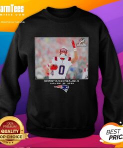Christian Gonzalez NFL sweatshirt featuring New England Patriots design for Week 21, showcasing vibrant colors and team logo.