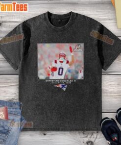 Awesome New England Patriots Christian Gonzalez NFL Flash Features Week 21 washed t-shirt in vibrant colors.