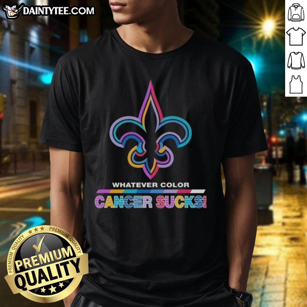 awesome-new-orleans-saints-football-whatever-color-cancer-sucks-logo-colors-t-shirt-1 Awesome New Orleans Saints Football t-shirt featuring colorful 'Cancer Sucks' logo design for awareness.