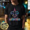 Awesome New Orleans Saints Football t-shirt featuring colorful 'Cancer Sucks' logo design for awareness.