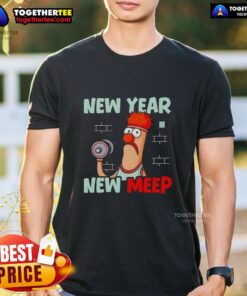 Awesome New Year New Meep Gym Cartoon T-Shirt featuring a fun design perfect for fitness enthusiasts.