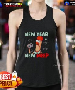 Awesome New Year New Meep gym cartoon tank top featuring a fun design for fitness enthusiasts and casual wear.
