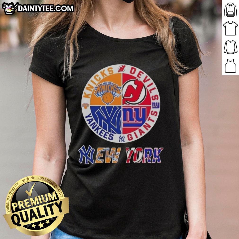 awesome-new-york-city-sports-knicks-devils-giants-yankees-logos-combine-ladies-tee Alt Text: Awesome New York City sports team logos for Knicks, Devils, Giants, and Yankees on a ladies' tee shirt.