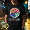 Awesome New York City Sports T-Shirt featuring Knicks, Devils, Jets, and Yankees logos combined in a stylish design.