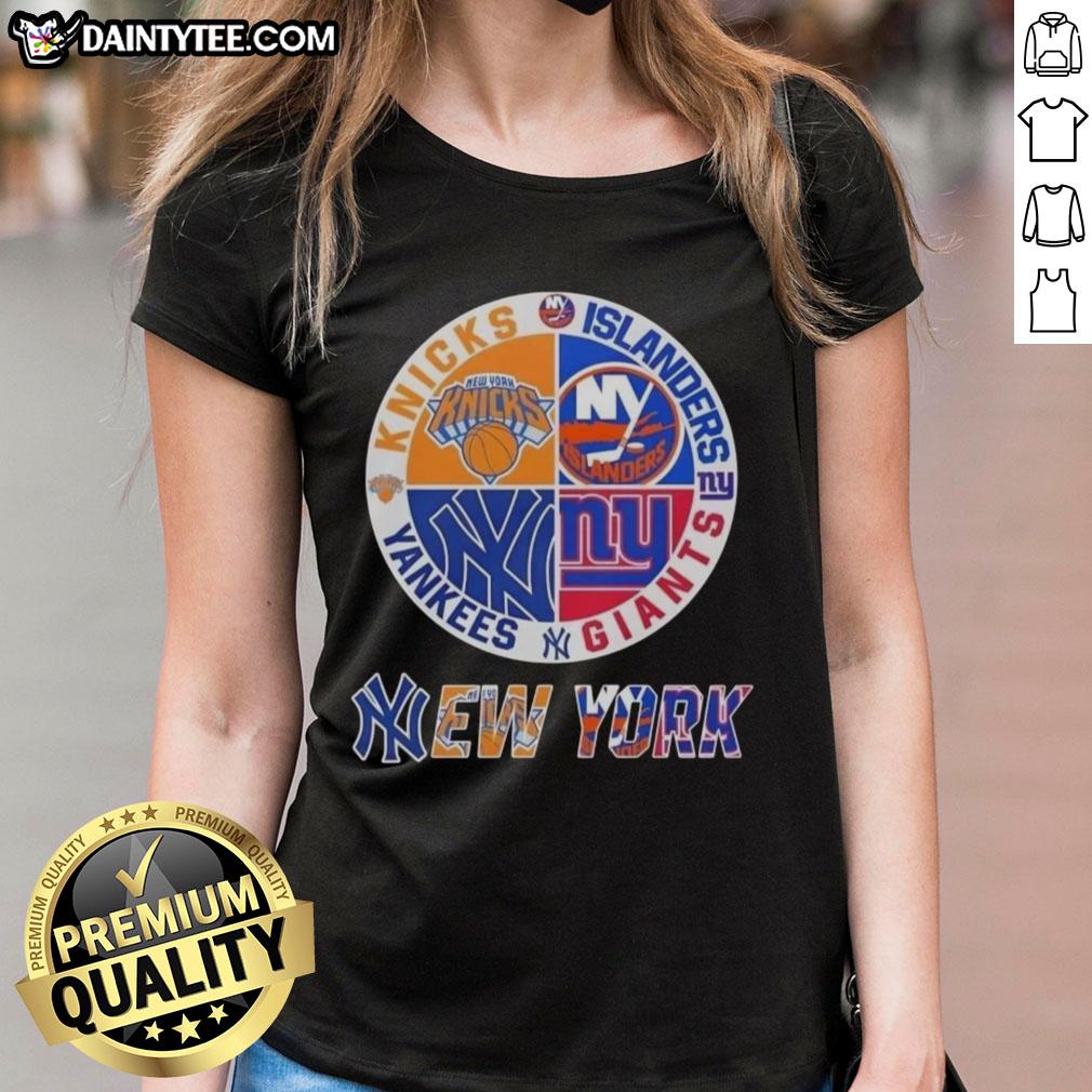 awesome-new-york-city-sports-knicks-islanders-giants-yankees-logos-combine-ladies-tee Awesome New York City sports logos for Knicks, Islanders, Giants, and Yankees on a stylish ladies tee shirt.