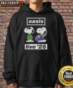 Awesome Oasis Live 26 Snoopy Hoodie featuring a colorful Snoopy graphic on a cozy sweatshirt.