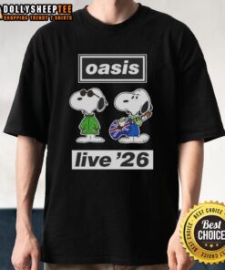 Awesome Oasis Live 26 Snoopy T-Shirt featuring a vibrant Snoopy graphic in a stylish design for fans.