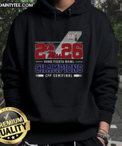 Alt Text: Awesome Ole Miss Rebels CFP Semifinal 2026 Vrbo Fiesta Bowl Champions Hoodie in navy blue, showcasing team pride.