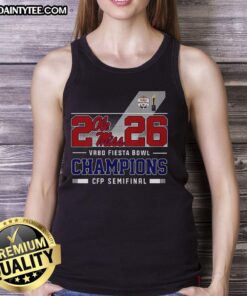 Awesome Ole Miss Rebels CFP Semifinal 2026 Vrbo Fiesta Bowl Champions tank top featuring team colors and logo.