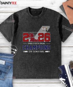 Awesome Ole Miss Rebels CFP Semifinal 2026 Vrbo Fiesta Bowl Champions washed t-shirt featuring bold team graphics.