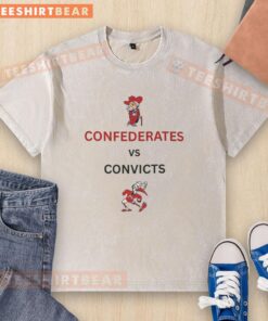 Awesome Ole Miss Rebels vs Miami Hurricanes Convicts mascot washed t-shirt featuring vibrant team graphics and colors.