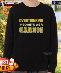 Awesome Overthinking Counts As Cardio sweatshirt in a cozy setting, perfect for casual wear and overthinkers alike.