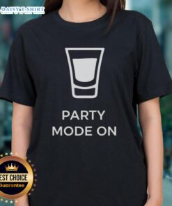 Awesome Party Mode On Ladies Tee featuring a vibrant design, perfect for festive gatherings and celebrations.