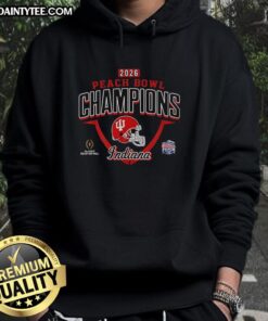 Awesome Peach Bowl Champions Indiana Hoosiers CFP 2026 hoodie featuring team colors and logo for fans and supporters.