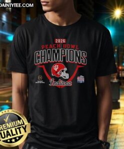 Alt Text: Awesome Peach Bowl Champions Indiana Hoosiers CFP 2026 T-Shirt featuring team logo and vibrant colors.