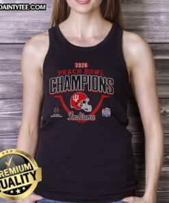 Awesome Peach Bowl Champions Indiana Hoosiers CFP 2026 tank top featuring vibrant colors and bold team graphics.