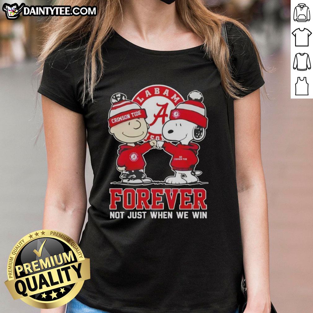 awesome-peanut-snoopy-charlie-brown-alabama-crimson-tide-forever-not-just-when-we-win-ladies-tee Awesome Peanut Snoopy and Charlie Brown Alabama Crimson Tide Forever tee for ladies, perfect for game day and fans.