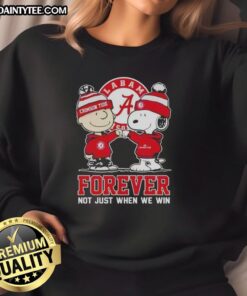 Awesome Peanut Snoopy and Charlie Brown Alabama Crimson Tide sweatshirt, perfect for fans year-round, not just during wins.