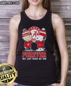 Awesome Peanut Snoopy and Charlie Brown tank top featuring Alabama Crimson Tide design, perfect for fans year-round.