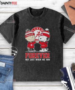 Awesome Peanut Snoopy and Charlie Brown Alabama Crimson Tide Forever t-shirt, perfect for fans celebrating every game.