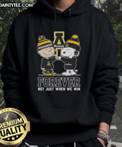 Alt Text: Awesome Peanut Snoopy and Charlie Brown hoodie for Appalachian State Mountaineers fans - Forever, not just when we win.
