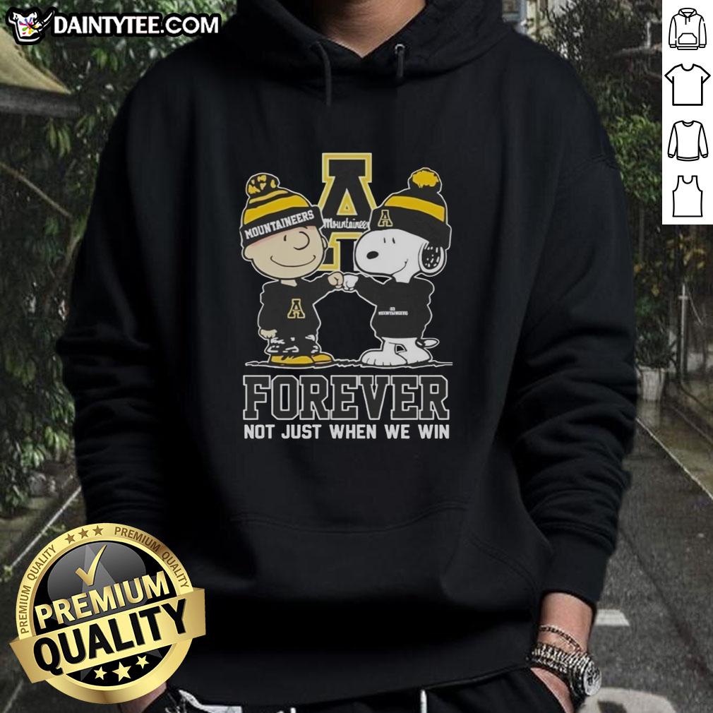 awesome-peanut-snoopy-charlie-brown-appalachian-state-mountaineers-forever-not-just-when-we-win-hoodie Alt Text: Awesome Peanut Snoopy and Charlie Brown hoodie for Appalachian State Mountaineers fans - Forever, not just when we win.