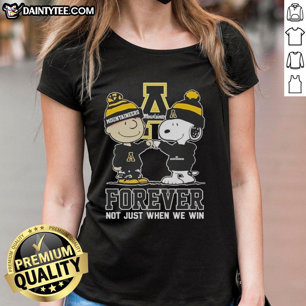 awesome-peanut-snoopy-charlie-brown-appalachian-state-mountaineers-forever-not-just-when-we-win-ladies-tee Awesome Peanut Snoopy and Charlie Brown Appalachian State Mountaineers Forever tee for ladies, perfect for game day.