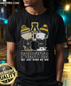 Awesome Peanut Snoopy Charlie Brown Appalachian State Mountaineers Forever T-Shirt design celebrating team spirit.