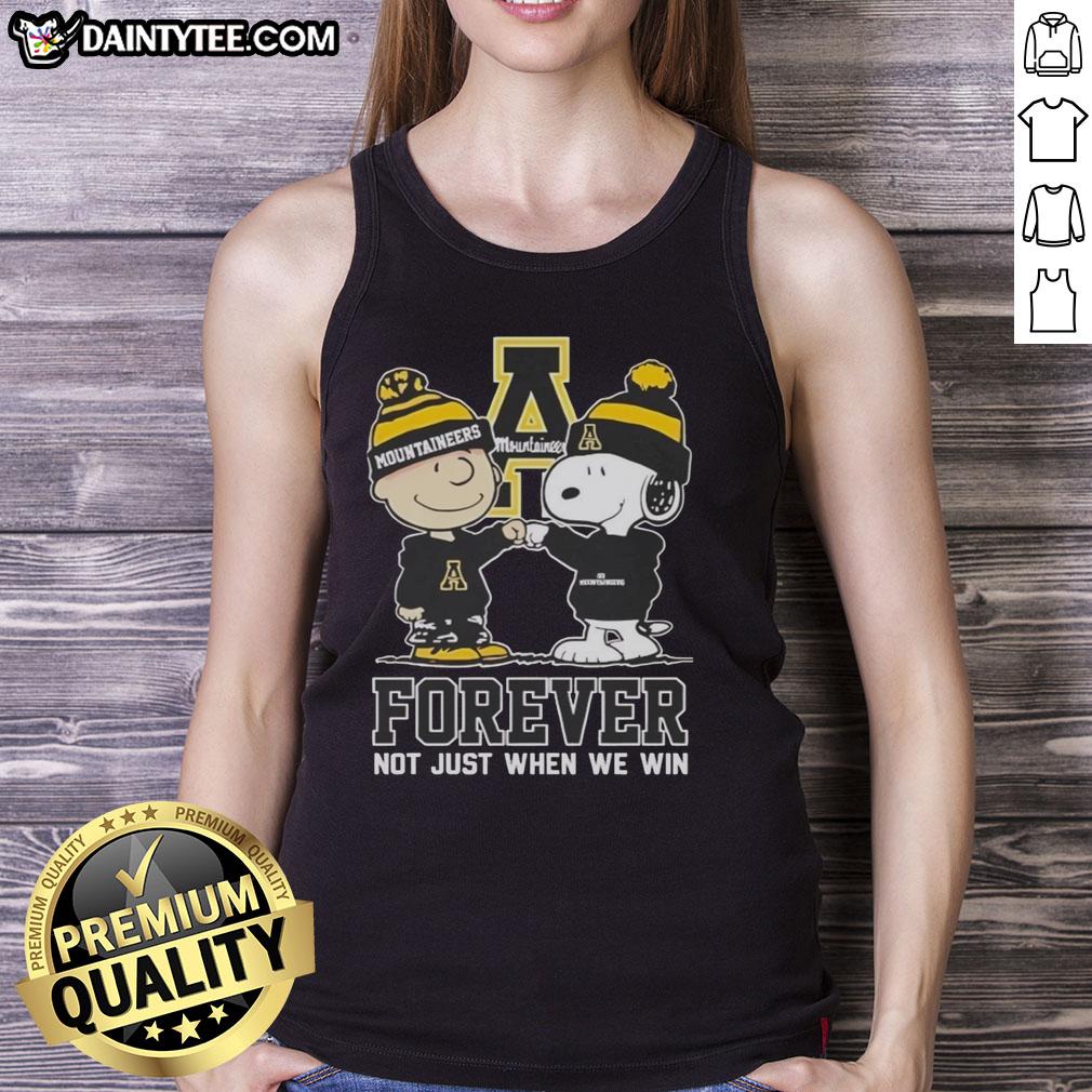 awesome-peanut-snoopy-charlie-brown-appalachian-state-mountaineers-forever-not-just-when-we-win-tank-top Awesome Peanut Snoopy and Charlie Brown tank top featuring Appalachian State Mountaineers - Forever, not just when we win.