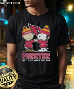 Alt Text: Awesome Peanut Snoopy Charlie Brown Arizona Cardinals Forever T-shirt design celebrating loyalty to the team.