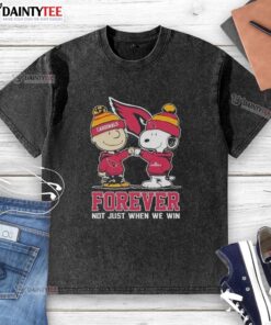 Awesome Peanut Snoopy and Charlie Brown Arizona Cardinals Forever T-Shirt for fans, perfect for game day and casual wear.