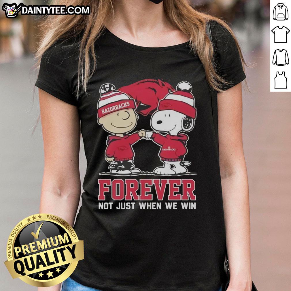 awesome-peanut-snoopy-charlie-brown-arkansas-razorbacks-forever-not-just-when-we-win-ladies-tee Awesome Peanut Snoopy and Charlie Brown Arkansas Razorbacks Forever tee, perfect for ladies who love sports and style.