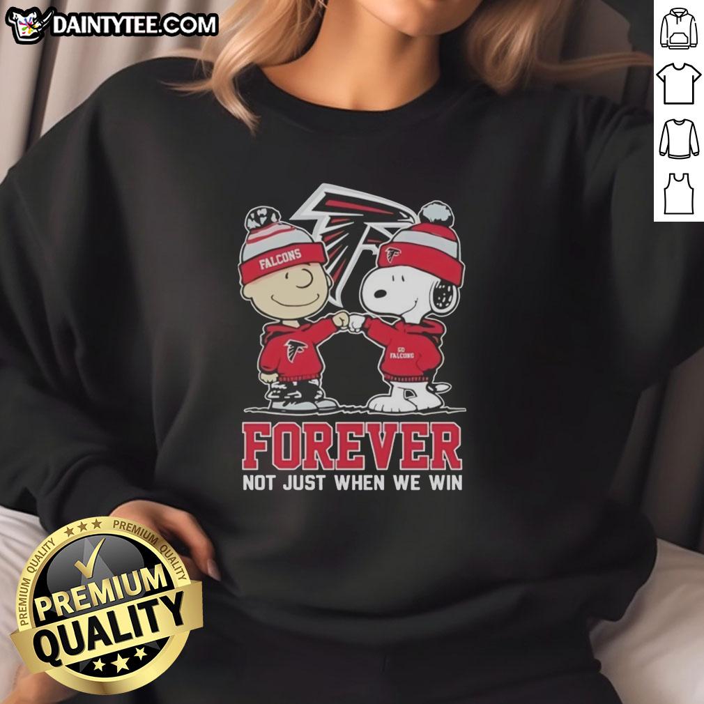 awesome-peanut-snoopy-charlie-brown-atlanta-falcons-forever-not-just-when-we-win-sweatshirt Alt Text: Awesome Peanut Snoopy and Charlie Brown Atlanta Falcons sweatshirt - Forever not just when we win, sporty design.