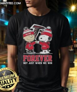 Alt Text: Awesome Peanut Snoopy and Charlie Brown Atlanta Falcons Forever T-Shirt design, perfect for loyal fans.