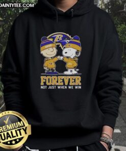 Awesome Peanut Snoopy and Charlie Brown Baltimore Ravens hoodie, perfect for fans celebrating team spirit year-round.