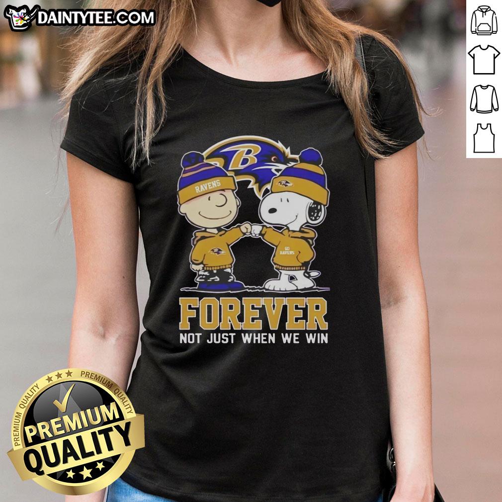 awesome-peanut-snoopy-charlie-brown-baltimore-ravens-forever-not-just-when-we-win-ladies-tee Awesome Peanut Snoopy and Charlie Brown Baltimore Ravens Forever tee for ladies, perfect for fans celebrating every game.