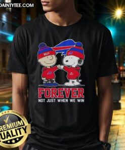 Alt Text: Awesome Peanut Snoopy Charlie Brown Buffalo Bills Forever T-Shirt, perfect for fans supporting their team all season.