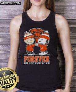Awesome Peanut Snoopy and Charlie Brown Chicago Bears tank top, celebrating fandom forever, not just during wins.